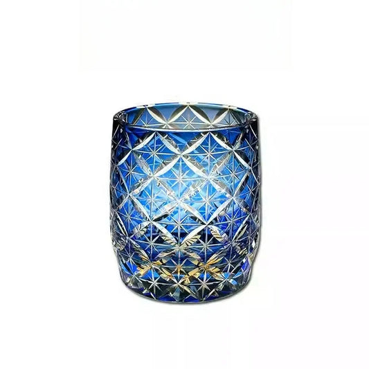 Set Of 4 Crystal Sake Glasses Hand Cut Design for Cold Sake Perfect Gift for Wine Enthusiasts and Collectors